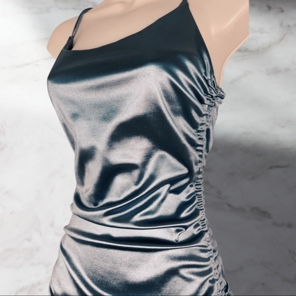 satin ruched cocktail dress by The White size medium (4-8)